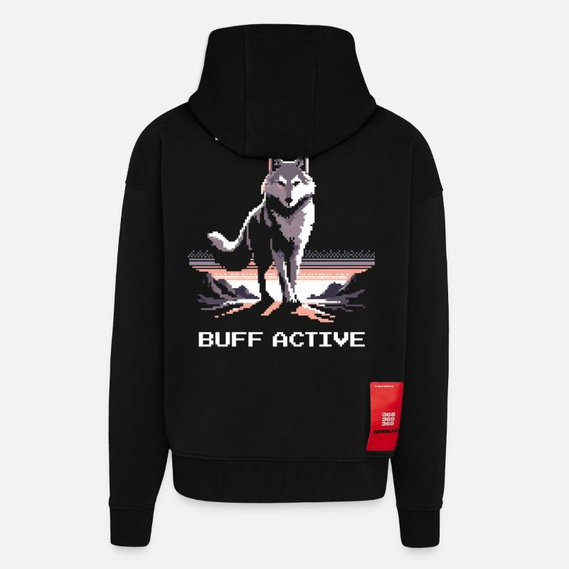 Lone Wolf active | Wolf Power - Zip Hoodie - made by SPREAD - SOLID BLACK