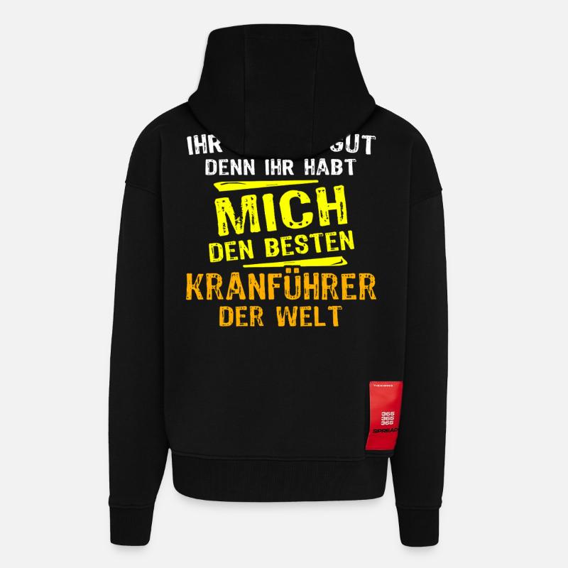 Kranführer Geschenk - Zip Hoodie - made by SPREAD - SOLID BLACK