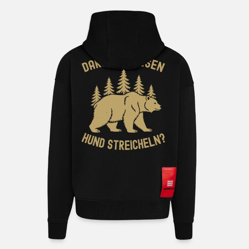 Wandern, Wanderung, Wanderer, Bär Meme - Zip Hoodie - made by SPREAD - SOLID BLACK