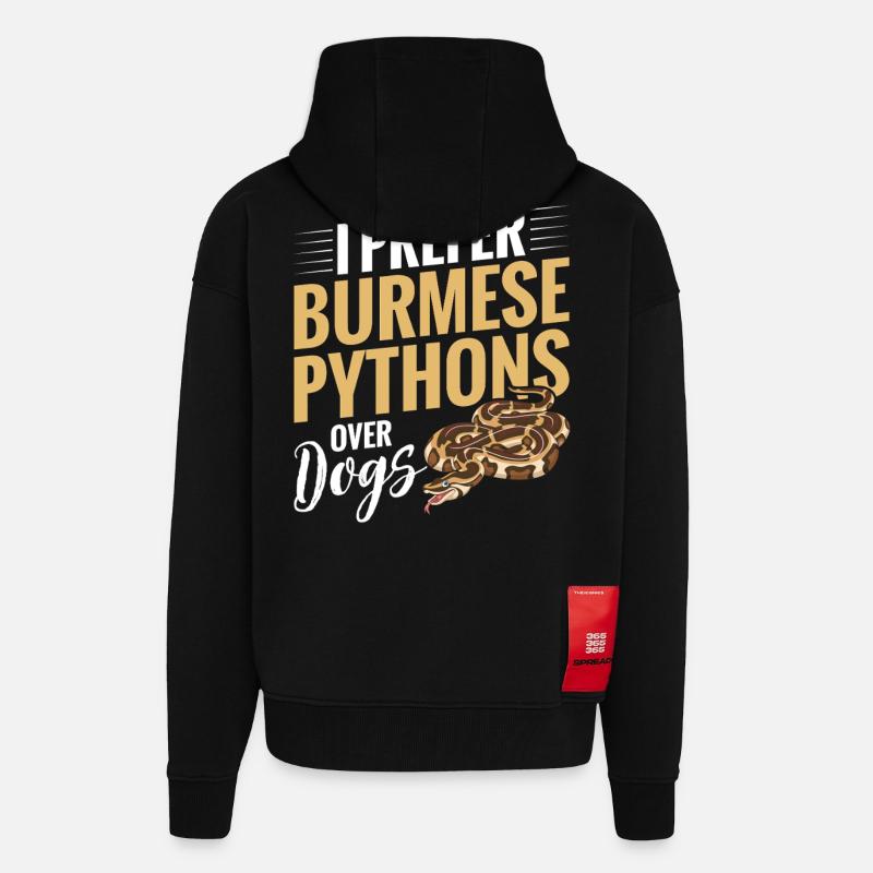 Burmesischer Python-Stoff Reptilien-Foos-Schlangenbesitzer - Zip Hoodie - made by SPREAD - SOLID BLACK