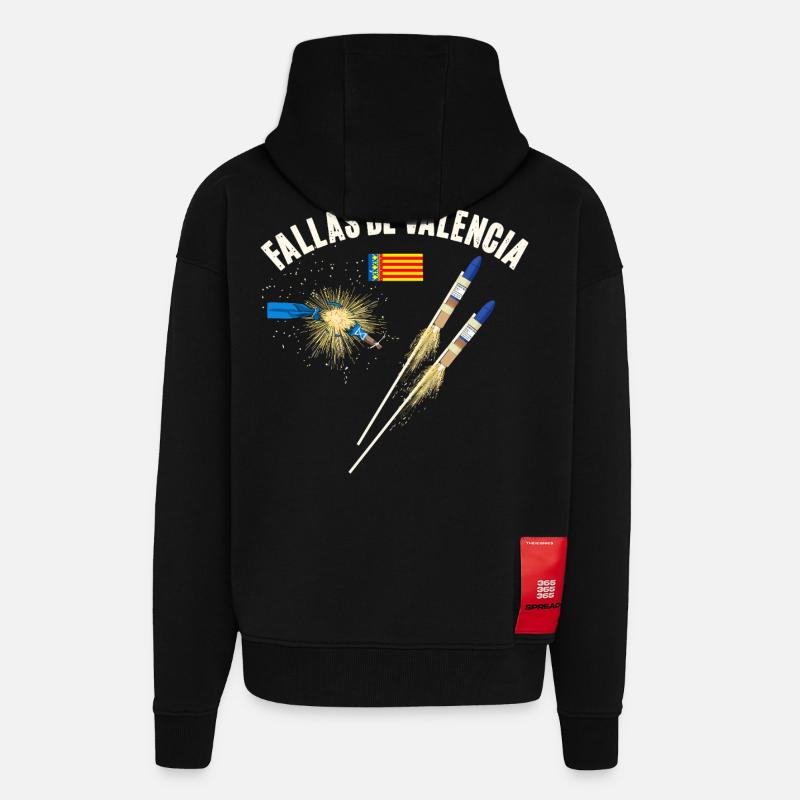 Fallas De Valencia Fireworks - Zip Hoodie - made by SPREAD - SOLID BLACK