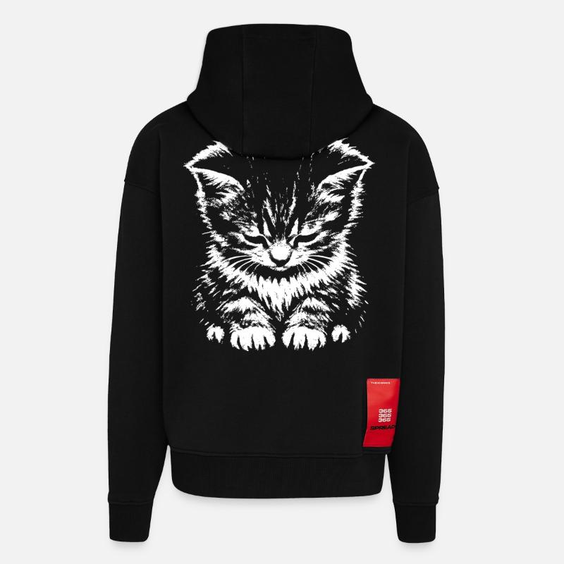 Sad Cat Meme Gift - Zip Hoodie - made by SPREAD - SOLID BLACK