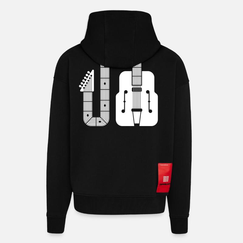 Abstract Shape Retro Guitar - Zip Hoodie - made by SPREAD - SOLID BLACK