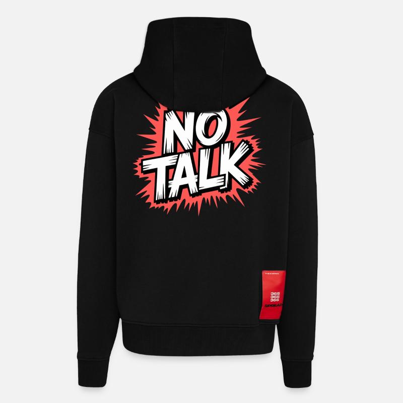 Pas de déclaration de parole - Veste à capuche bio épaisse oversize fabriqué en UE - SOLID BLACK