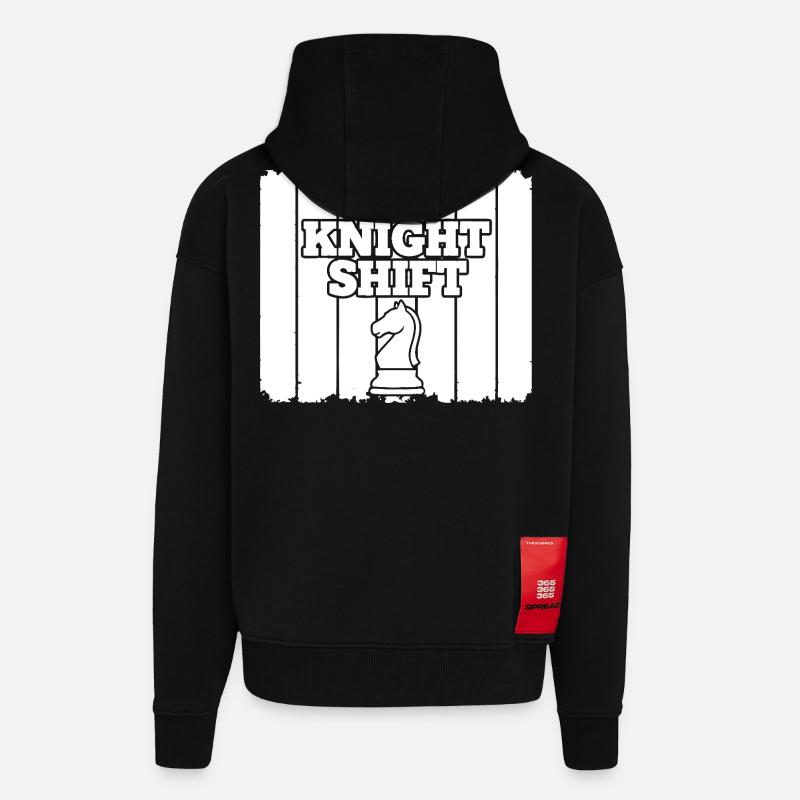 Chess Knight shift - Zip Hoodie - made by SPREAD - SOLID BLACK