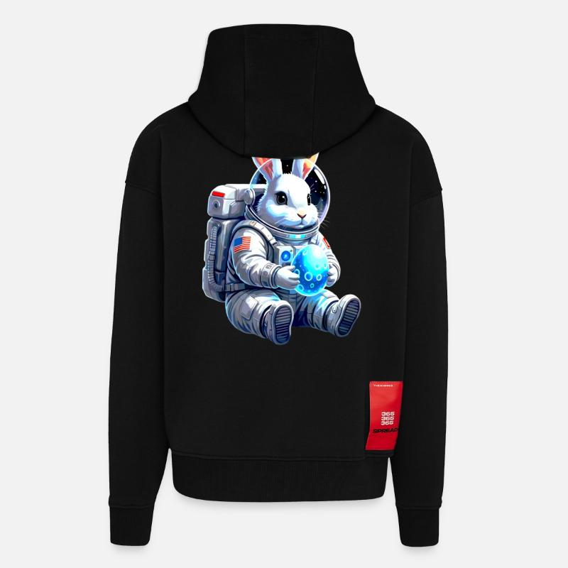 Astronaut Easter Bunny Space Egg - Zip Hoodie - made by SPREAD - SOLID BLACK