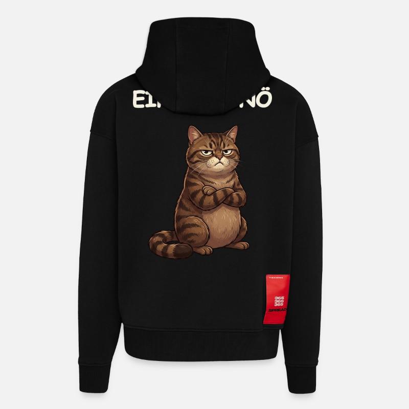 Drôle de dicton de chat - Veste à capuche bio épaisse oversize fabriqué en UE - SOLID BLACK