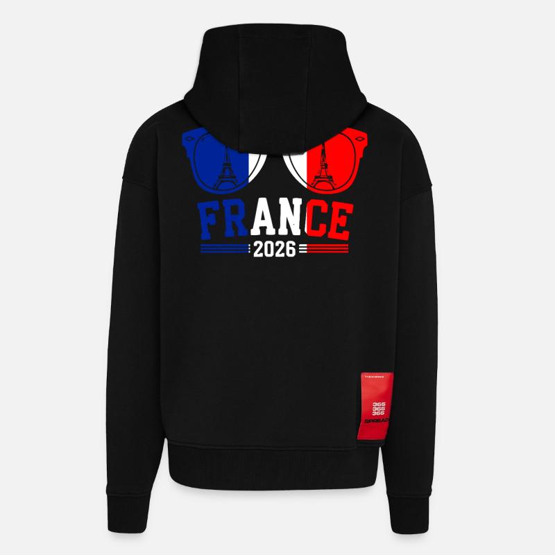 Frankreich 2026 Eiffelturm Brille - Zip Hoodie - made by SPREAD - SOLID BLACK