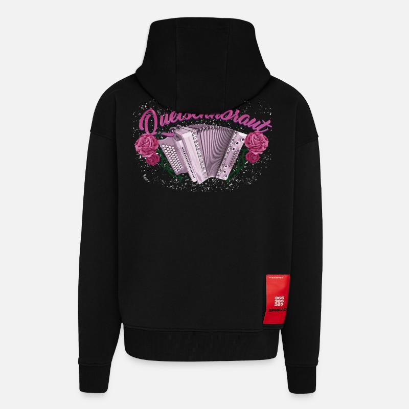 Squeeze Bride - Harmonica with Roses - Zip Hoodie - made by SPREAD - SOLID BLACK