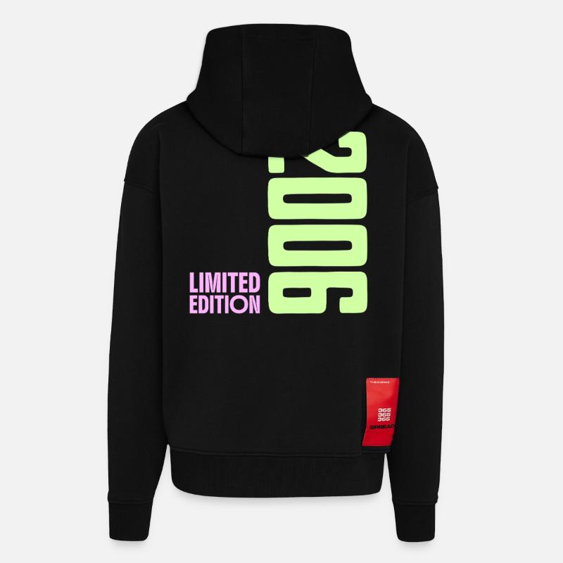 2006 Limitierte Edition Neon Y2K Design - Zip Hoodie - made by SPREAD - SOLID BLACK