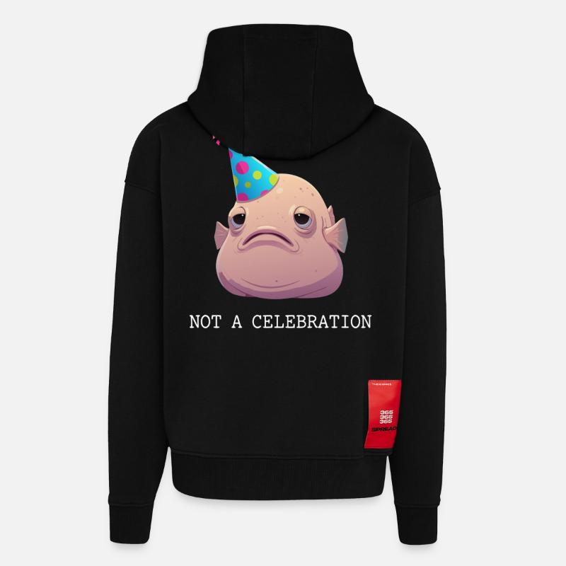 Blobfish Not A Celebration - Zip Hoodie - made by SPREAD - SOLID BLACK