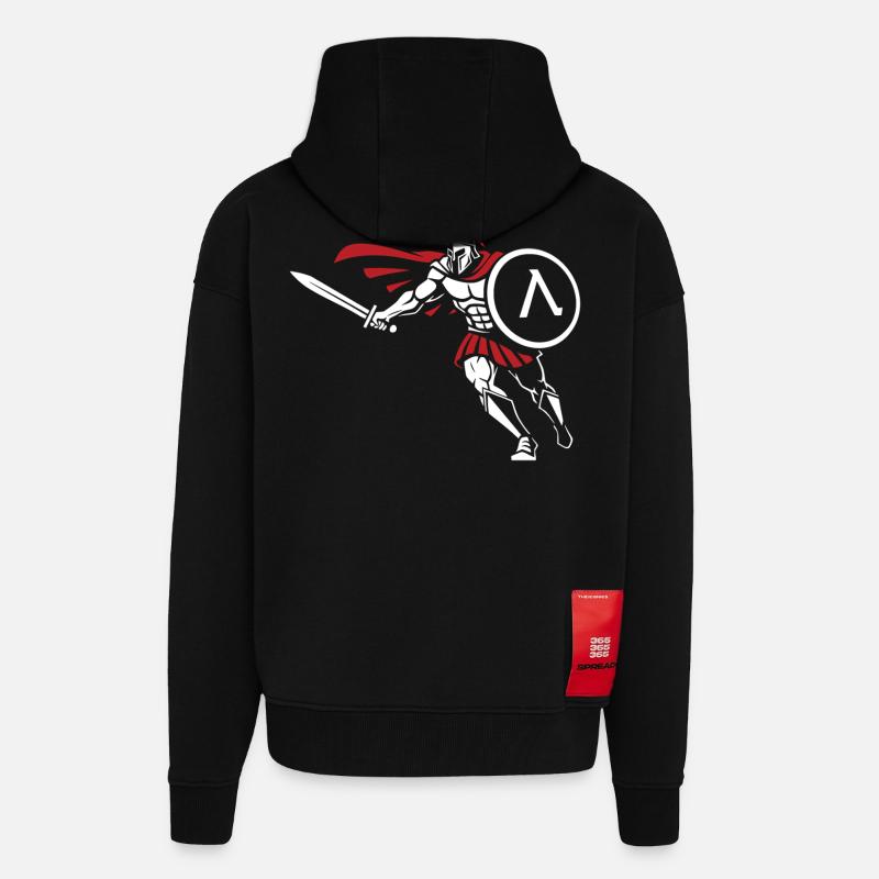 Spartan Attack Sword Shield Spartan-Maskottchen - Zip Hoodie - made by SPREAD - SOLID BLACK