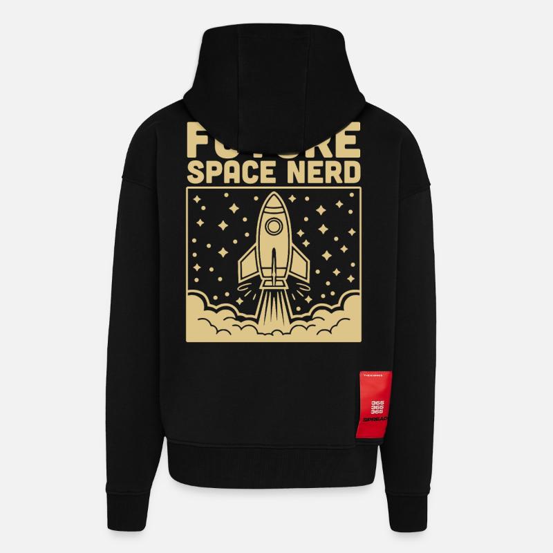 Future Space Nerd Space Rocket Launch - Zip Hoodie - made by SPREAD - SOLID BLACK