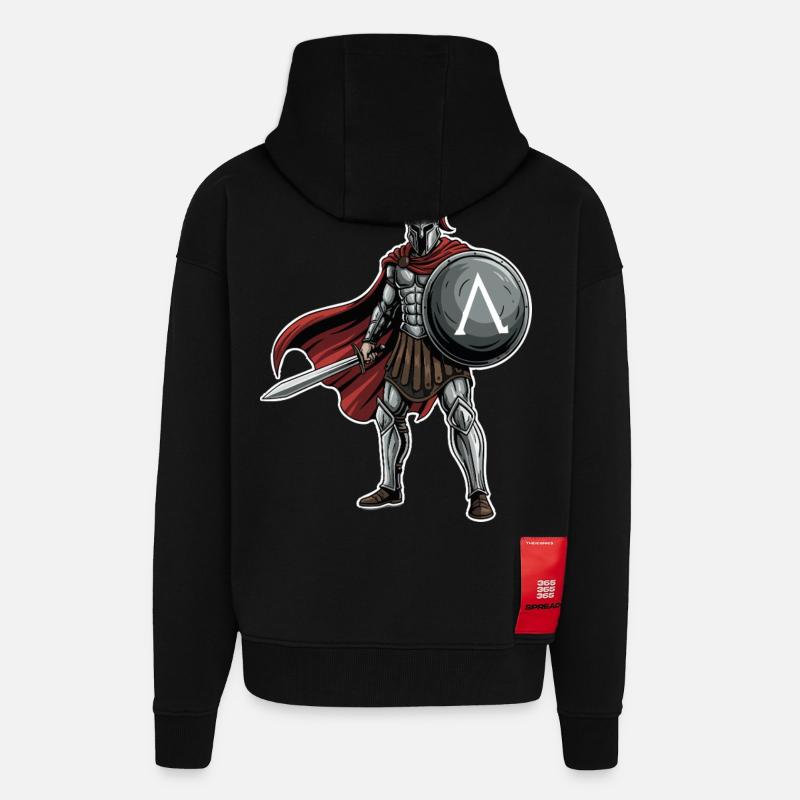 Hoplitisches Spartanisches Lambda-Schild-Schwert-Maskottchen - Zip Hoodie - made by SPREAD - SOLID BLACK