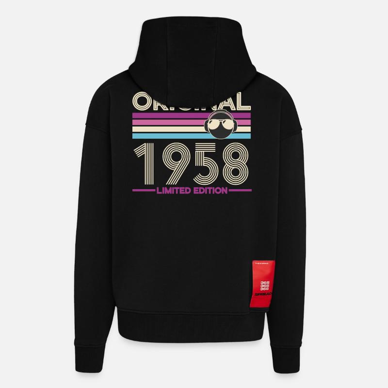 Original 1958 Édition Limitée - Veste à capuche bio épaisse oversize fabriqué en UE - SOLID BLACK