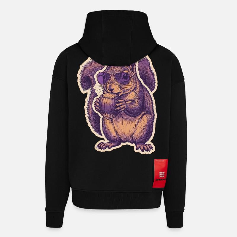 Eichhörnchen Mit Sonnenbrille Knabbert Haselnuss - Zip Hoodie - made by SPREAD - SOLID BLACK