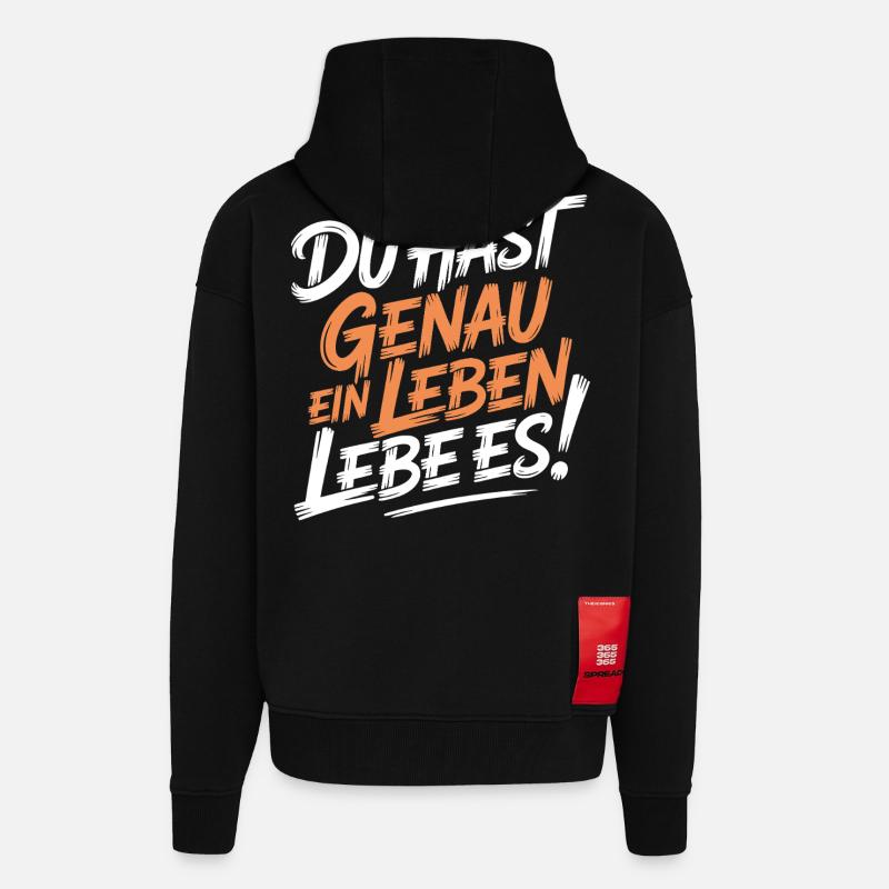 Du hast genau ein Leben - Zip Hoodie - made by SPREAD - SOLID BLACK