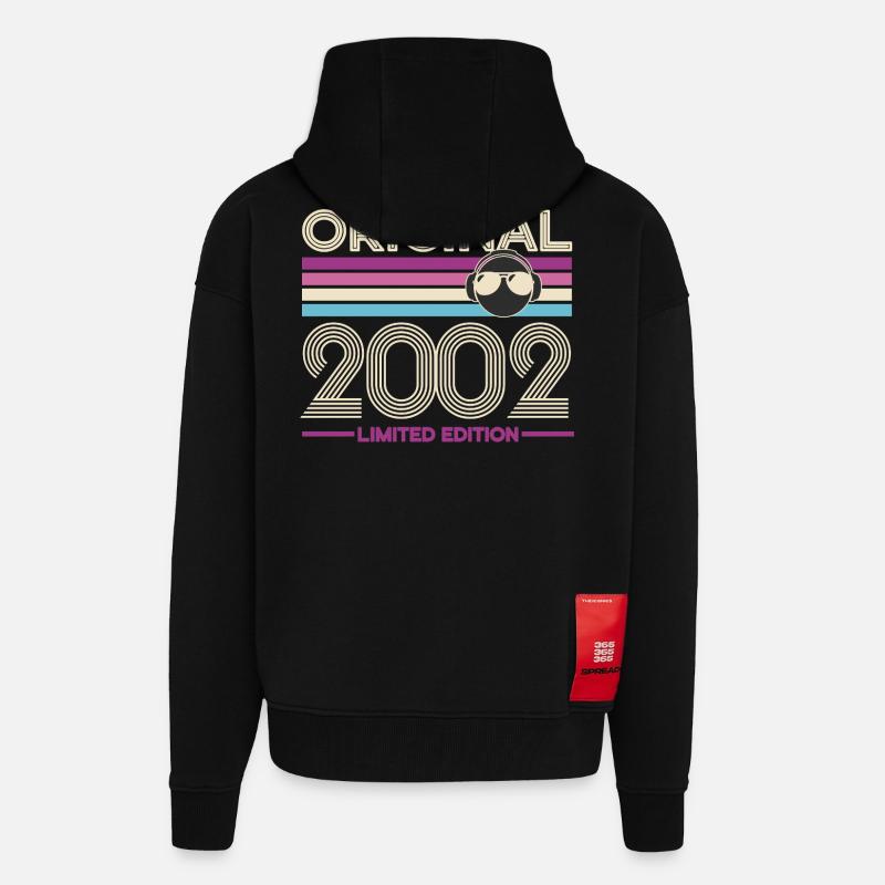 2002 Retro Édition Limitée - Veste à capuche bio épaisse oversize fabriqué en UE - SOLID BLACK