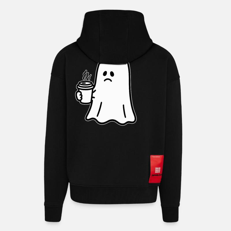 Geist Kaffee Halloween Süßes oder Saures - Zip Hoodie - made by SPREAD - SOLID BLACK