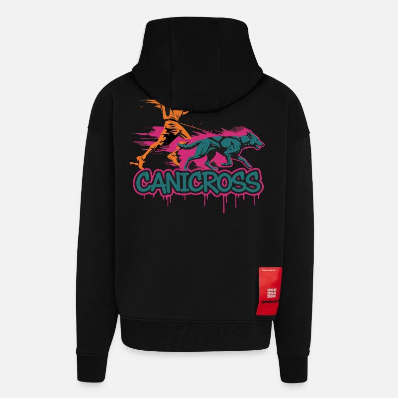 Canicross Running avec Chien - Veste à capuche bio épaisse oversize fabriqué en UE - SOLID BLACK
