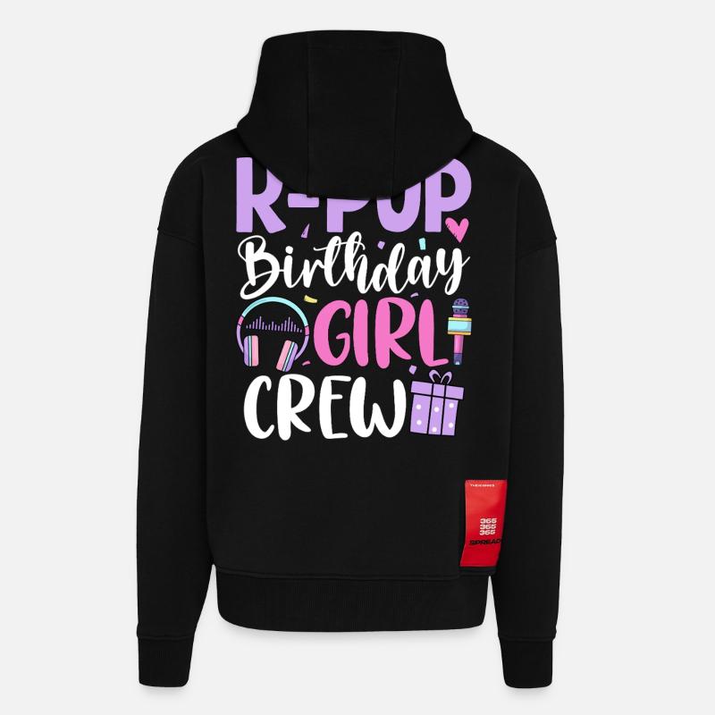 K Pop Équipe des Filles d’Anniversaire - Veste à capuche bio épaisse oversize fabriqué en UE - SOLID BLACK