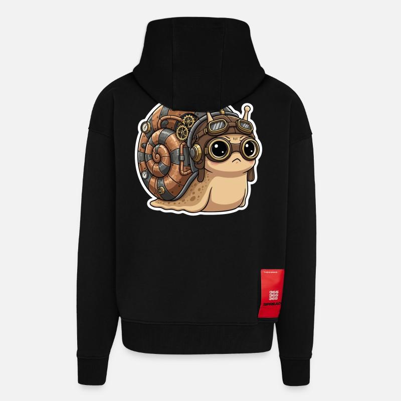 Snail Aviator Steampunk Shell Copper - Zip Hoodie - made by SPREAD - SOLID BLACK