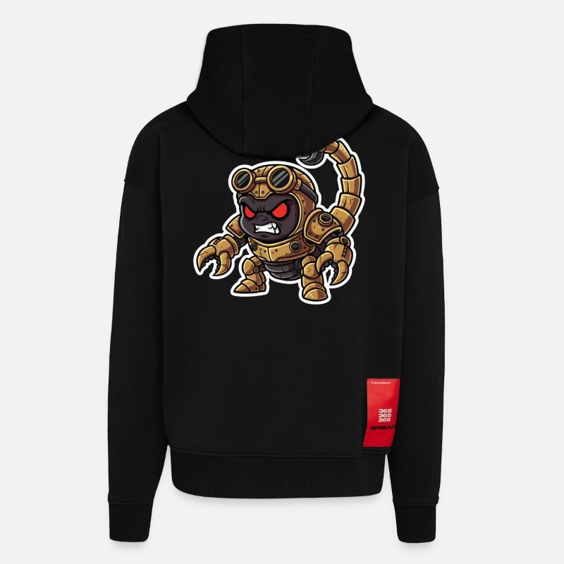 Skorpion Bionic Steampunk Krieger Messingnieten - Zip Hoodie - made by SPREAD - SOLID BLACK