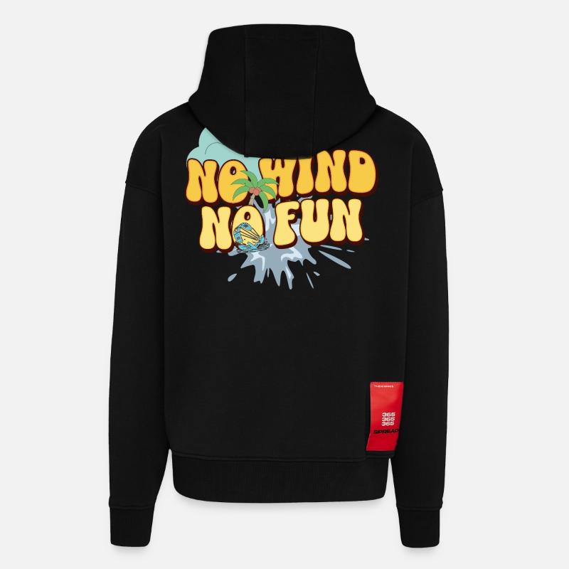 Pas de vent, pas de plaisir - Veste à capuche bio épaisse oversize fabriqué en UE - SOLID BLACK