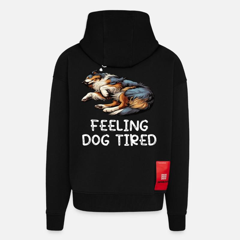 Feeling Dog Tired Australian Shepherd Aussiehalter - Zip Hoodie - made by SPREAD - SOLID BLACK