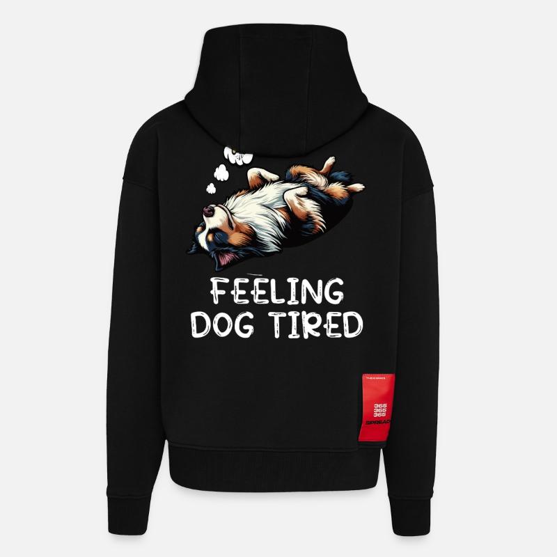 Feeling Dog Tired Australian Shepherd Aussiehalter - Zip Hoodie - made by SPREAD - SOLID BLACK