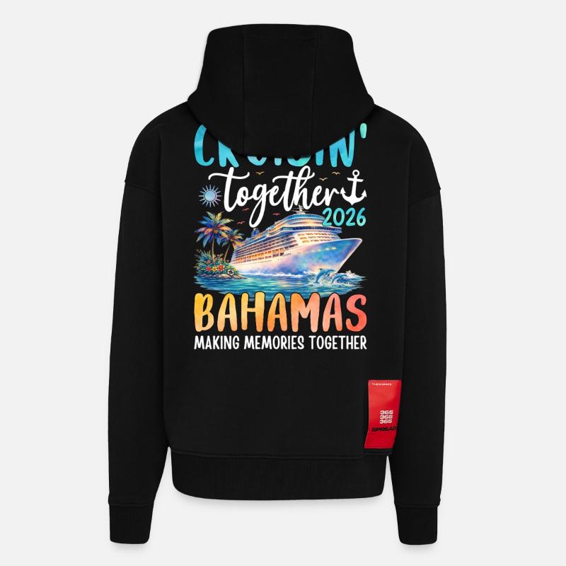 Croisière ensemble aux Bahamas 2026 - Veste à capuche bio épaisse oversize fabriqué en UE - SOLID BLACK