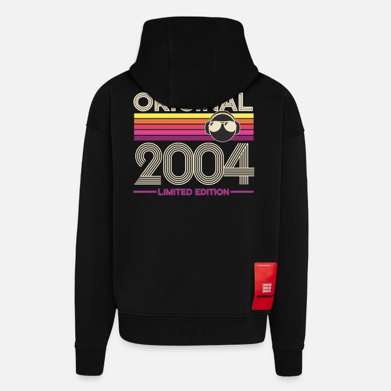 Original 2004 Édition limitée - Veste à capuche bio épaisse oversize fabriqué en UE - SOLID BLACK