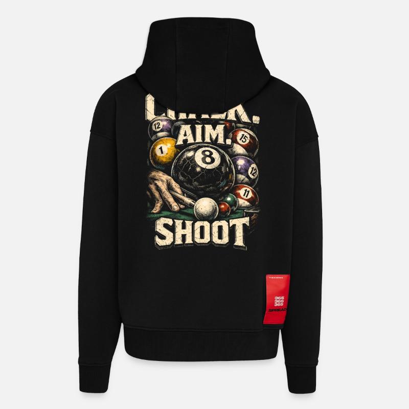 8-Ball Billard Chalk Aim Shoot - Zip Hoodie - made by SPREAD - SOLID BLACK