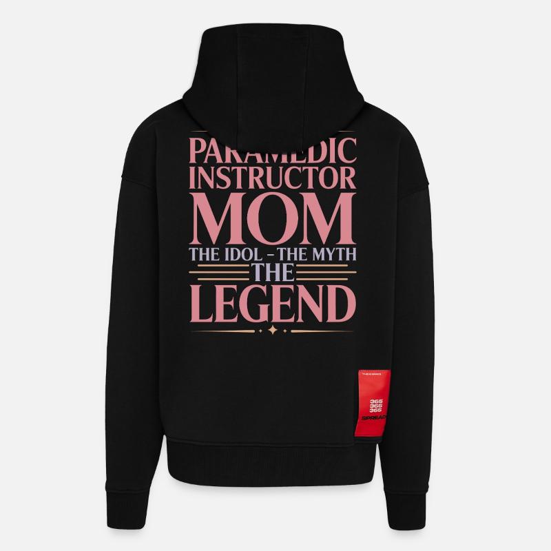 Instructrice paramédic Maman L’idole L’Instructeur EMS - Veste à capuche bio épaisse oversize fabriqué en UE - SOLID BLACK
