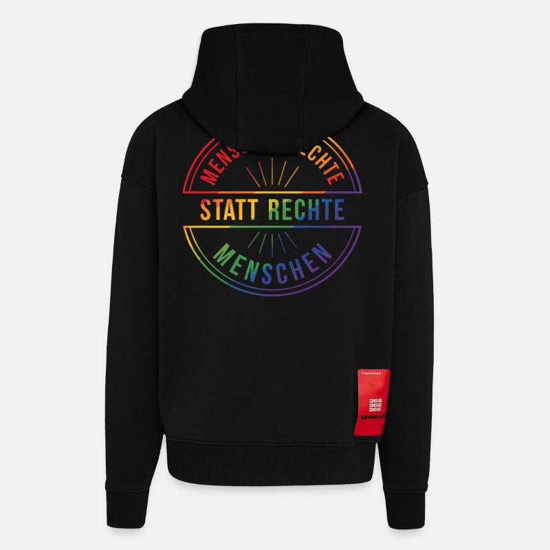 Menschenrechte Statement Pride Regenbogen - Zip Hoodie - made by SPREAD - SOLID BLACK