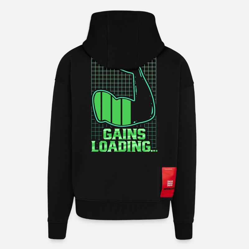 Biceps Biceps Training Gym Gains Loading - Zip Hoodie - made by SPREAD - SOLID BLACK