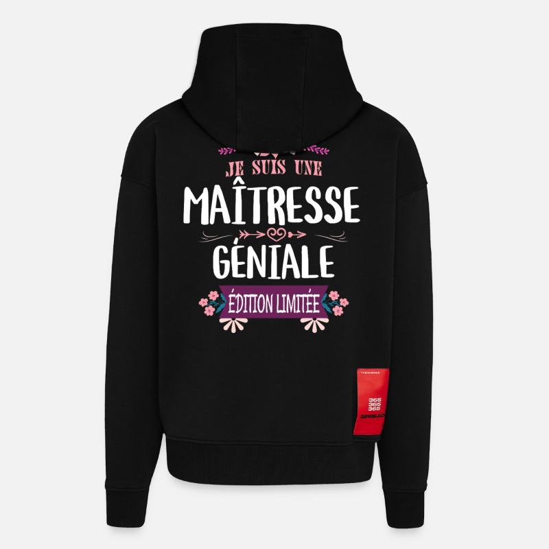 Maîtresse Géniale Édition Limitée - Veste à capuche bio épaisse oversize fabriqué en UE - SOLID BLACK