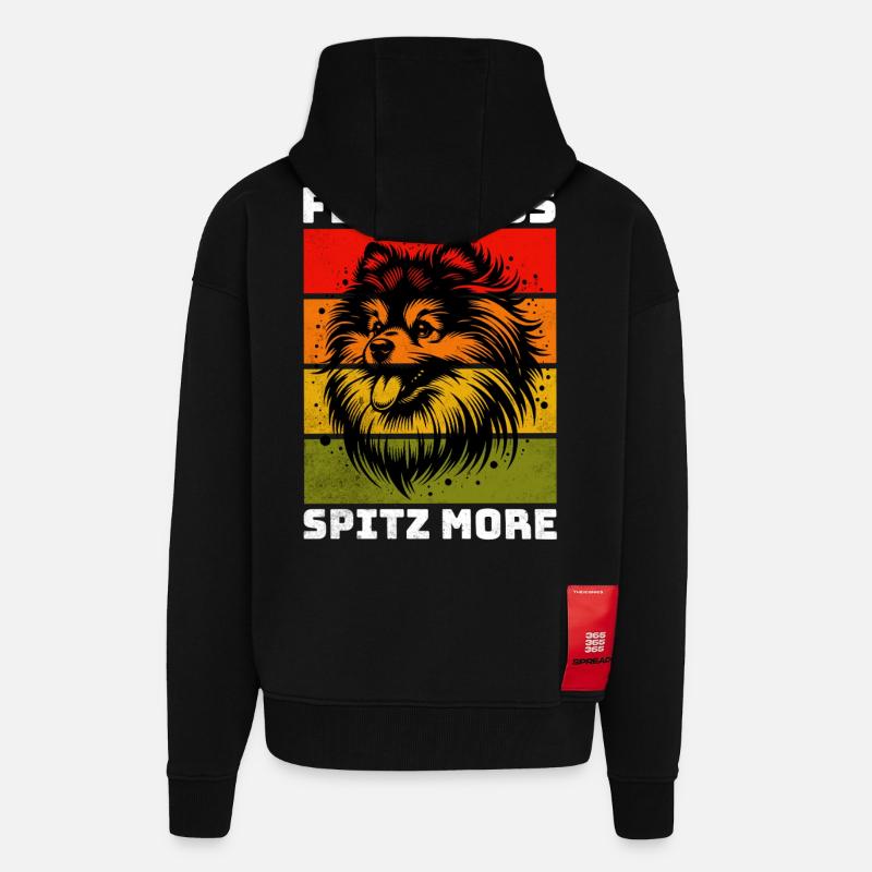 German Spitz Spitz Zwergspitz - Zip Hoodie - made by SPREAD - SOLID BLACK