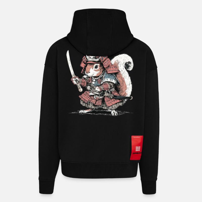 Squirrel Samurai Armor - Zip Hoodie - made by SPREAD - SOLID BLACK