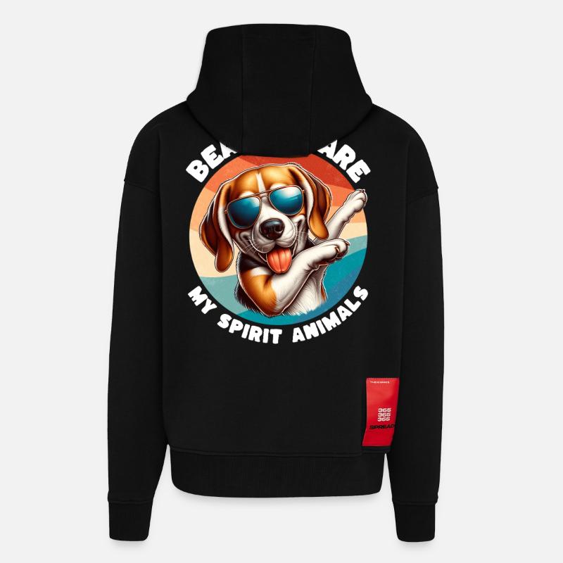 Drôles de proverbes de beagle - Veste à capuche bio épaisse oversize fabriqué en UE - SOLID BLACK