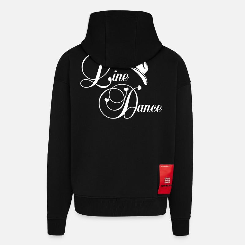 Line Dance Script Logo - Zip Hoodie - made by SPREAD - SOLID BLACK