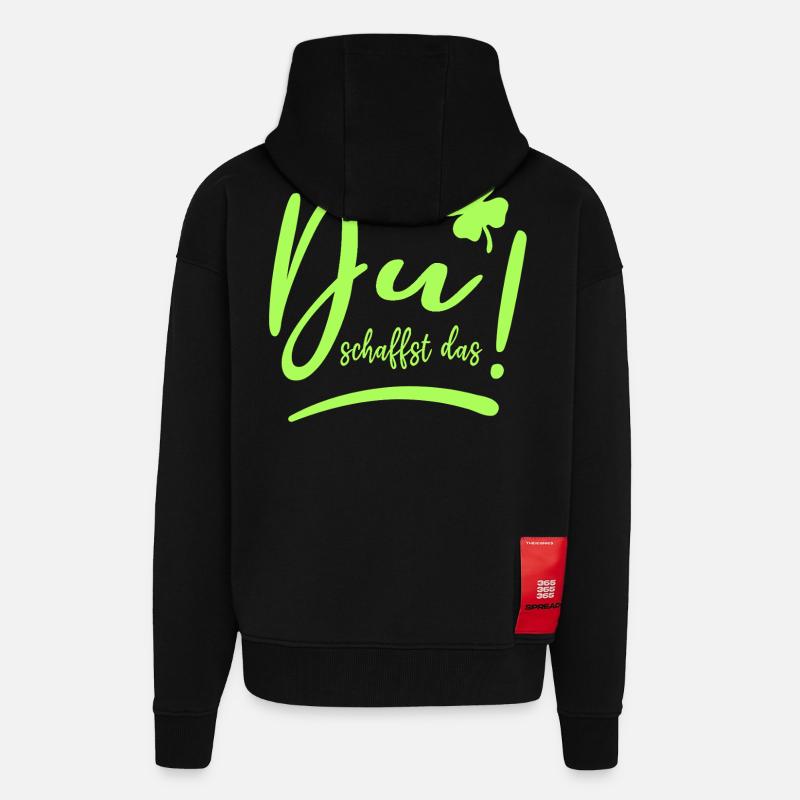 Du schaffst das! Glücksbringer Mutmacher neon - Zip Hoodie - made by SPREAD - SOLID BLACK