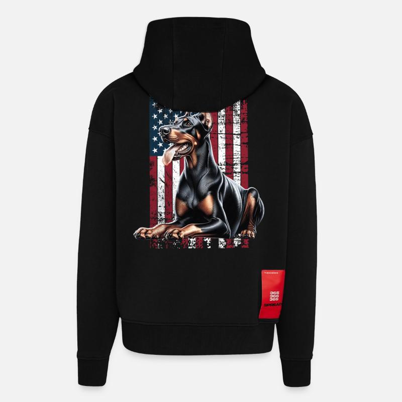 Doberman US Dobermann - Veste à capuche bio épaisse oversize fabriqué en UE - SOLID BLACK