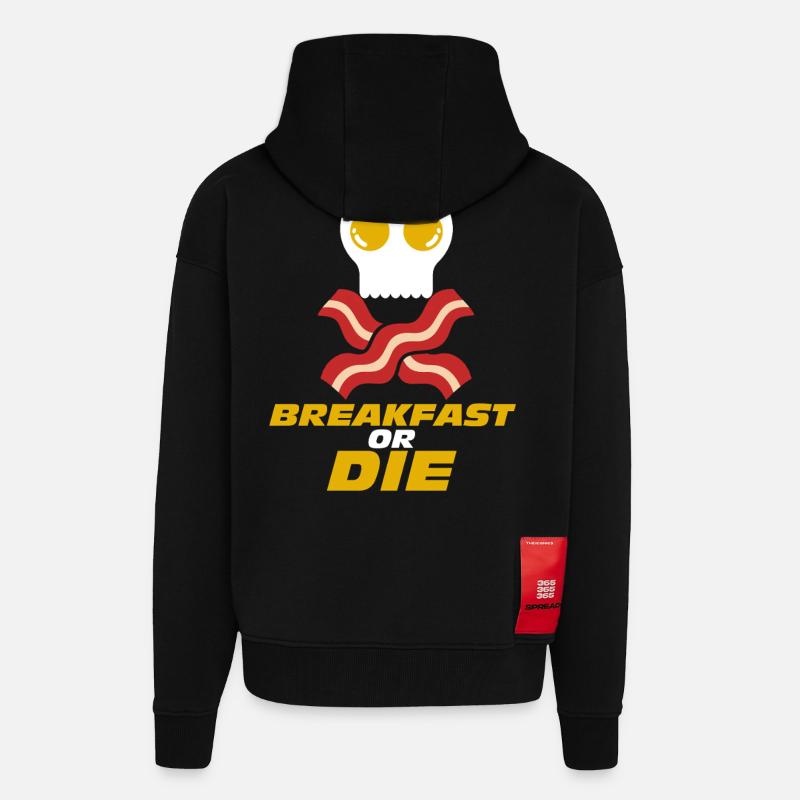 Frühstück oder Totenkopf-Speck-Ei - Zip Hoodie - made by SPREAD - SOLID BLACK