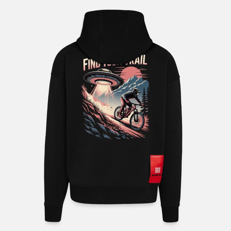 VTT, Descente, Action du cyclisme - Veste à capuche bio épaisse oversize fabriqué en UE - SOLID BLACK