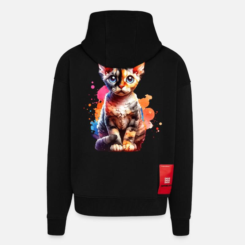 Devon Rex Gift - Zip Hoodie - made by SPREAD - SOLID BLACK