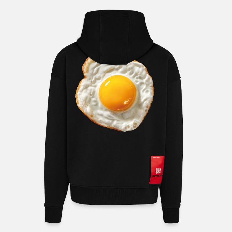 œuf au plat - Veste à capuche bio épaisse oversize fabriqué en UE - SOLID BLACK