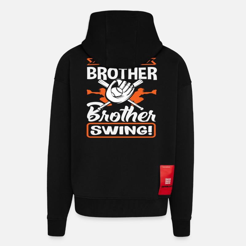 Hey Bruder Swing Baseball Spruch - Zip Hoodie - made by SPREAD - SOLID BLACK