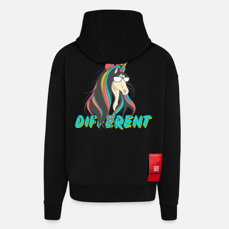 Be Different Nerd Einhorn Party - Zip Hoodie - made by SPREAD - SOLID BLACK