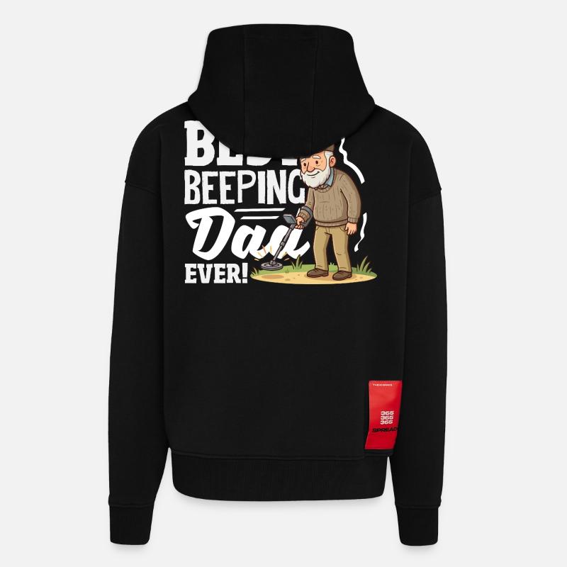 Meilleur détecteur de père bip - Veste à capuche bio épaisse oversize fabriqué en UE - SOLID BLACK